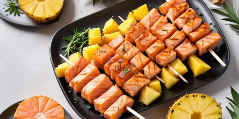 Brochettes de Saumon et Ananas Grillées