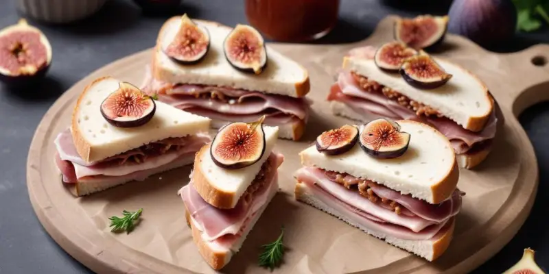 Sandwich au jambon de pays, fromage de brebis et confiture de figues