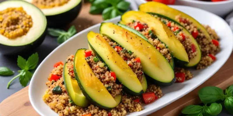 Courgettes farcies au quinoa et légumes d'été