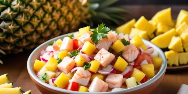 Ceviche de poisson mariné à l'ananas