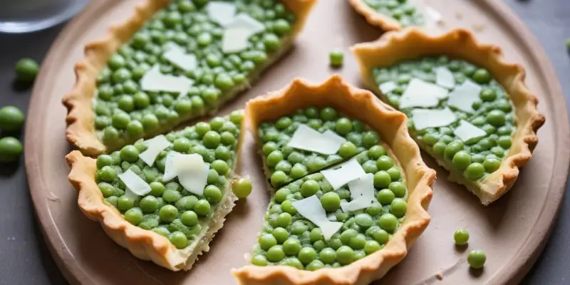 Tartelette aux fèves, petits pois et pecorino