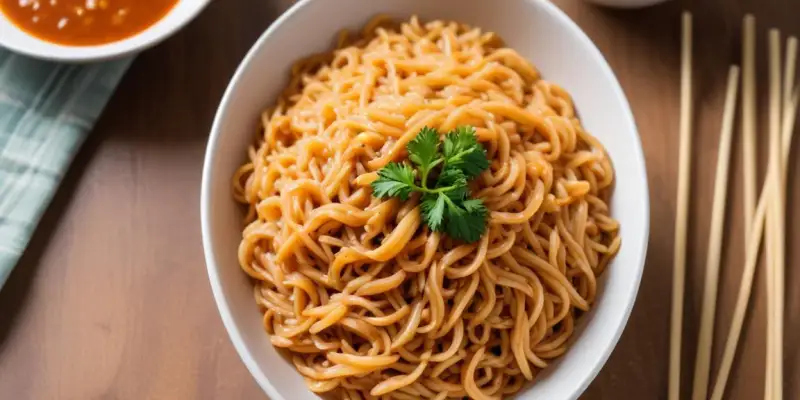 Bol de Nouilles de Riz Froid à la Sauce Soja-Sésame