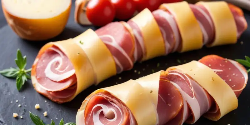 Roulés feuilletés jambon, champignons et parmesan
