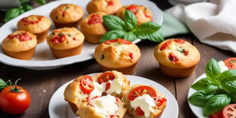 Muffins Tomate, Mozzarella et Basilic