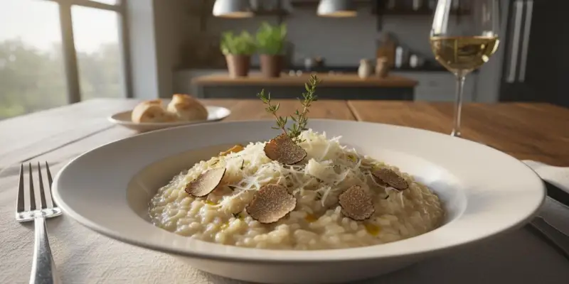 Risotto Crémeux aux Éclats de Truffe et Parmesan