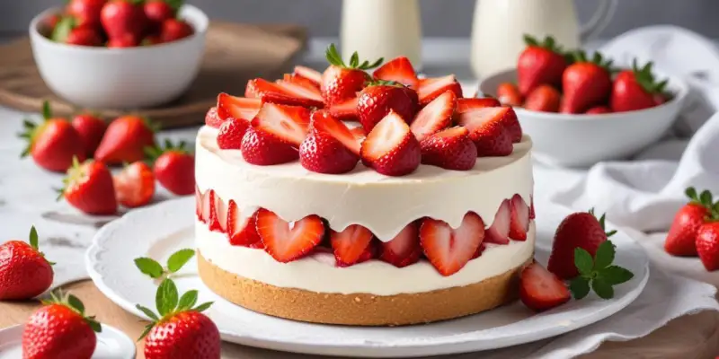Charlotte aux fraises et mousse de yaourt