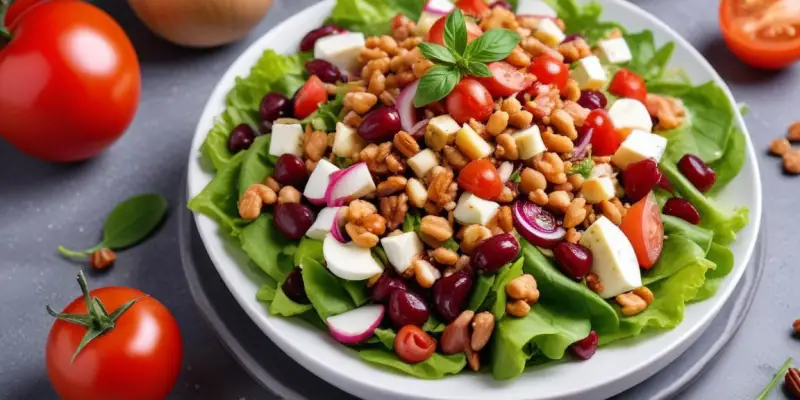 Salade gourmande de magret fumé aux noix