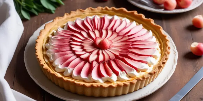 Tarte à la rhubarbe meringuée