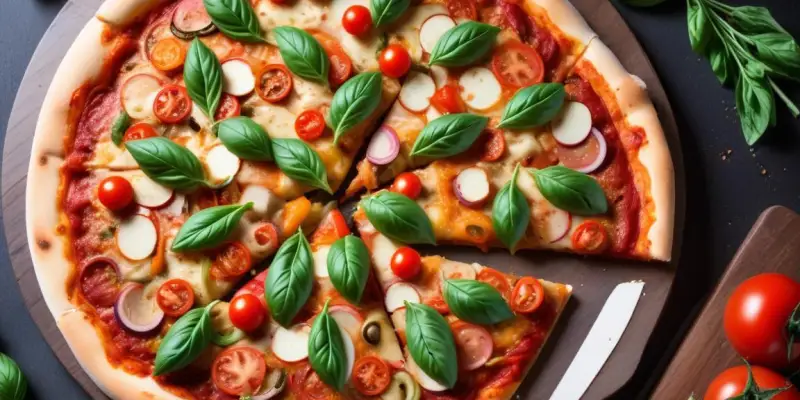 Pizza Maison aux Légumes de Saison (Pâte Fine)