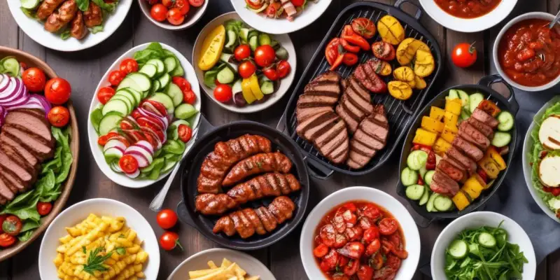 Barbecue d'Été : Grillades Variées et Salades Fraîches
