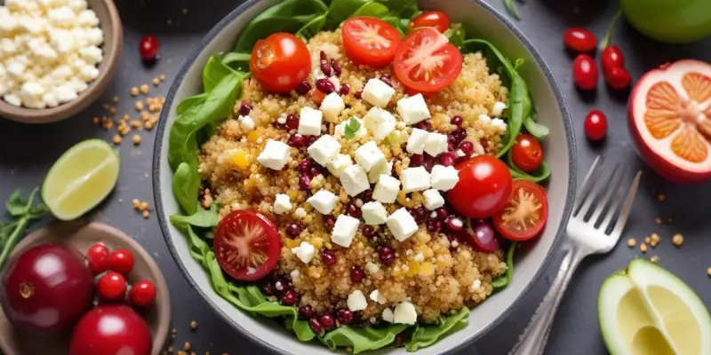 Salade de Quinoa, Feta et Grenade Rafraîchissante