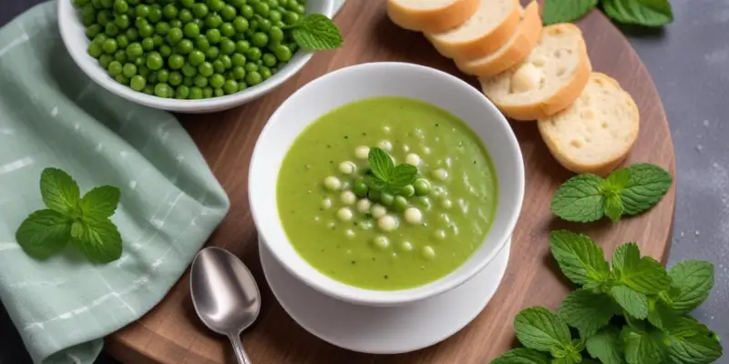 Velouté printanier de petits pois à la menthe