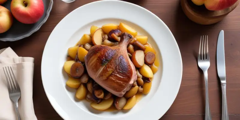 Magret de canard aux pommes de terre sarladaises et champignons de Paris