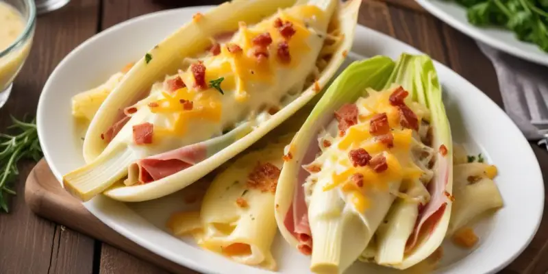 Endives gratinées au jambon et au fromage