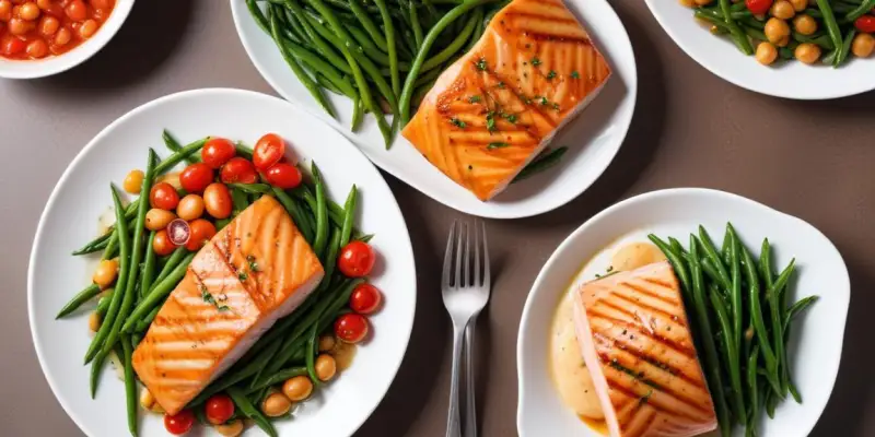Saumon Grillé, Sauce Vierge et Haricots Verts
