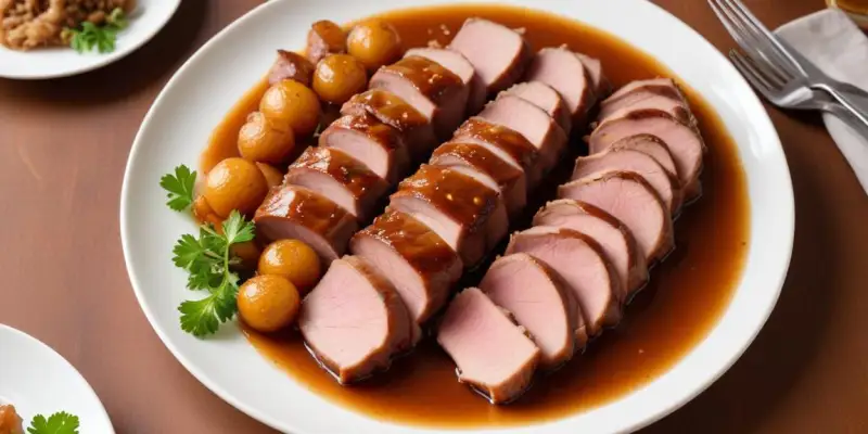 Travers de porc laqués au miel et soja