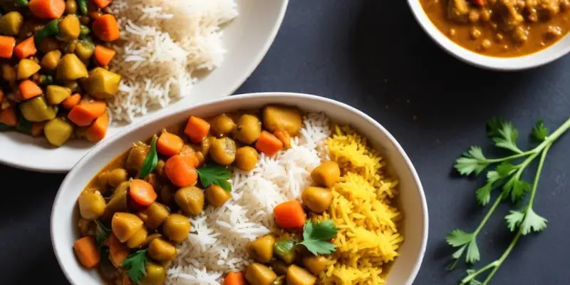 Curry de légumes de saison et riz basmati