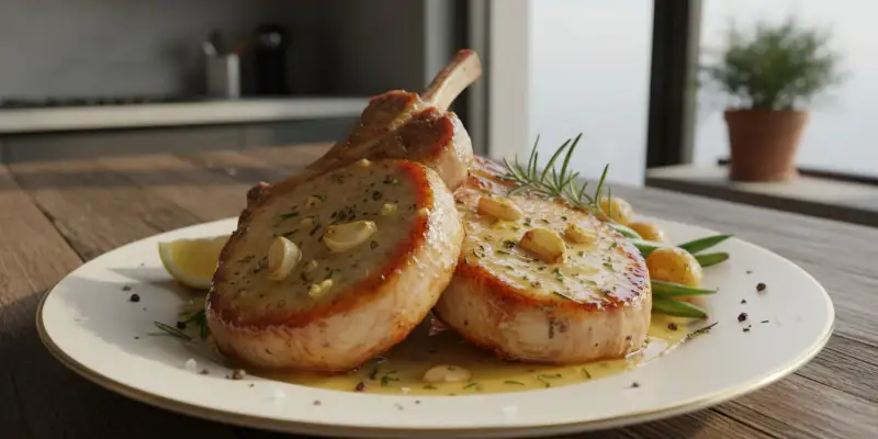 Côtes de Porc au Beurre d'Ail et Romarin