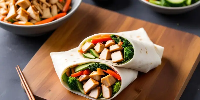 Wrap au Poulet Teriyaki et Légumes Sautés