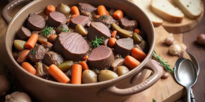 Bœuf bourguignon revisité aux légumes nouveaux