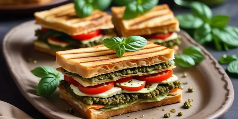 Millefeuille de légumes grillés et pesto de basilic