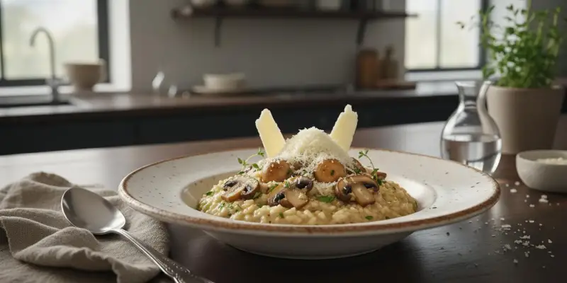 Risotto Crémeux aux Champignons de Paris et Parmesan