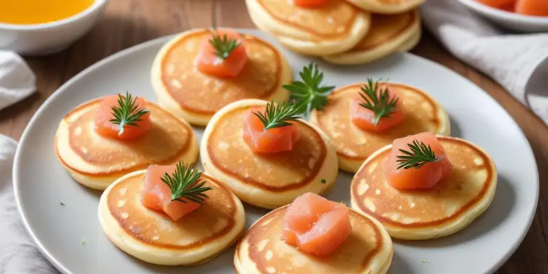 Mini-pancakes salés au saumon et aneth