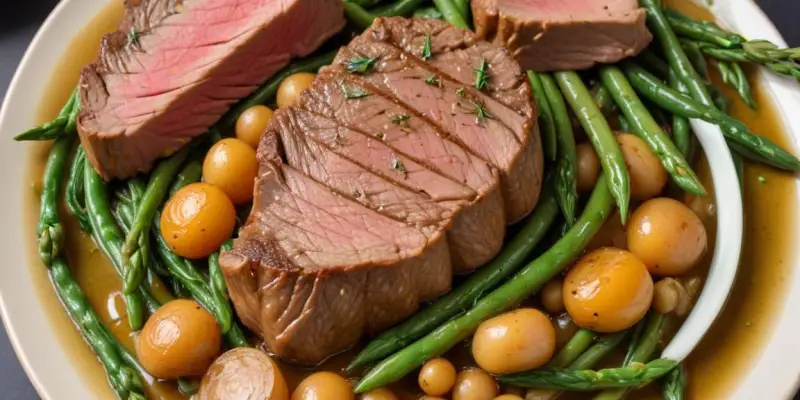 Agneau Pascal Rôti aux Herbes de Printemps et Haricots Verts