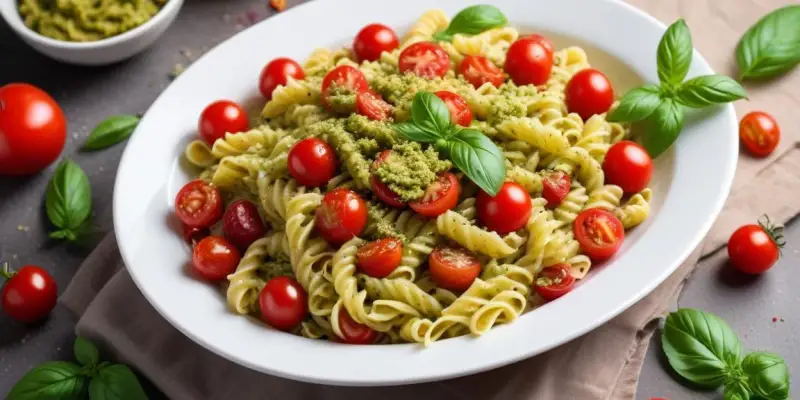 Salade de Pâtes estivale au Pesto et Tomates Cerises