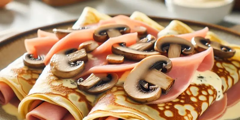 Crêpes Gourmandes au Jambon, Champignons et Béchamel