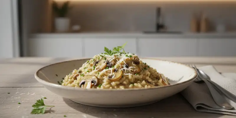 Risotto Onctueux aux Champignons de Paris et Parmesan