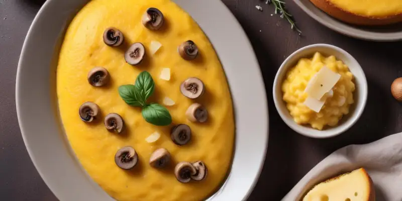 Polenta crémeuse aux champignons et pecorino