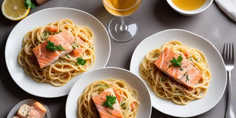 Linguine crémeuses au saumon fumé, câpres et vin blanc
