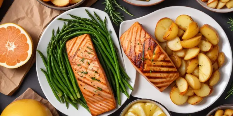 Saumon Grillé, Haricots Verts et Pommes de Terre Nouvelles