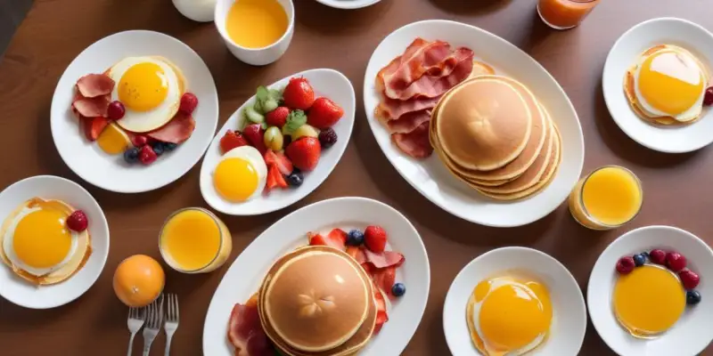 Brunch Gourmand : Œufs Brouillés, Bacon, Pancakes et Fruits Frais