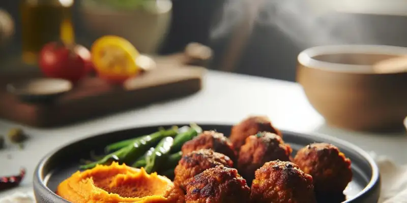 Boulettes de viande aux épices douces et purée de patates douces