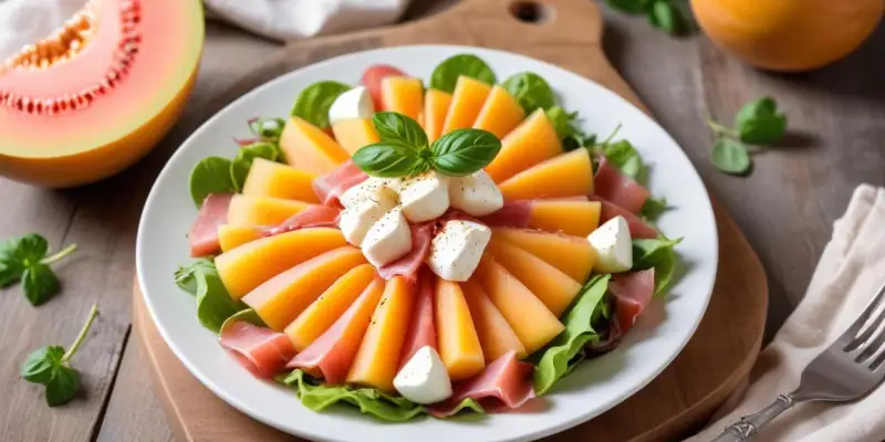 Salade Estivale Melon-Jambon Cru & Mozzarella