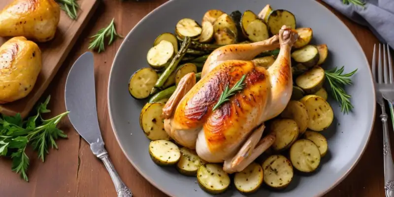 Poulet grillé aux herbes de Provence et courgettes sautées