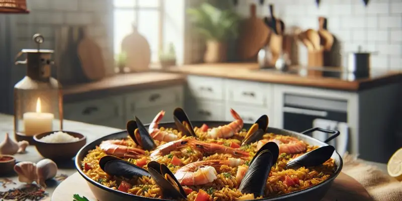 Paella Royale aux Fruits de Mer et Riz Complet