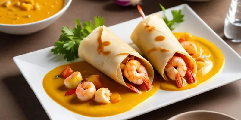 Wrap aux Crevettes, Mangue et Sauce Curry