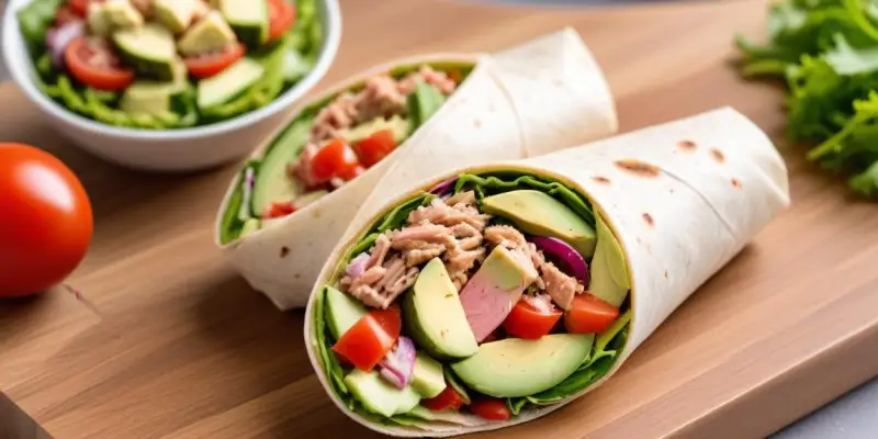 Wrap au thon, avocat et salade