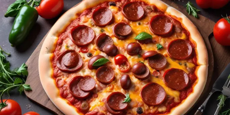 Pizza Chorizo Merguez et Poivrons Colorés