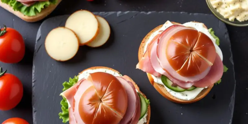 Sandwich gourmand au jambon de pays, concombre et fromage frais