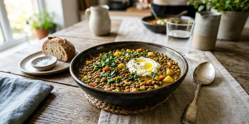 One Pot de Lentilles Vertes aux Légumes et Épices Douces