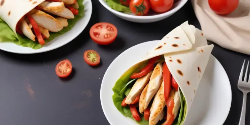 Wraps aux Poivrons Grillés et Poulet