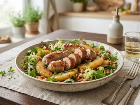 Salade tiède de boudin blanc et pommes