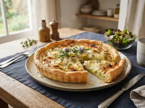 Tarte aux poireaux et chèvre