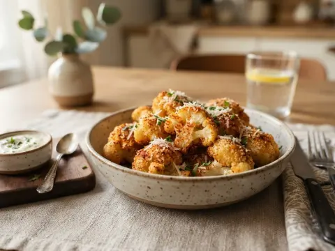 Croustillants de chou-fleur au parmesan et paprika fumé à l'air fryer