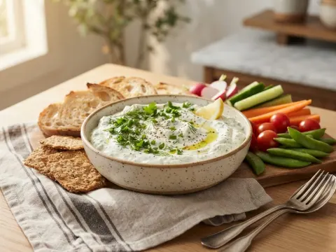Dip crémeux au skyr et fines herbes fraîches