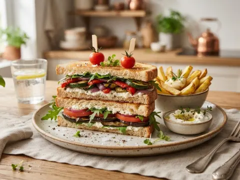 Club Sandwich aux Légumes Grillés et Crème de Feta